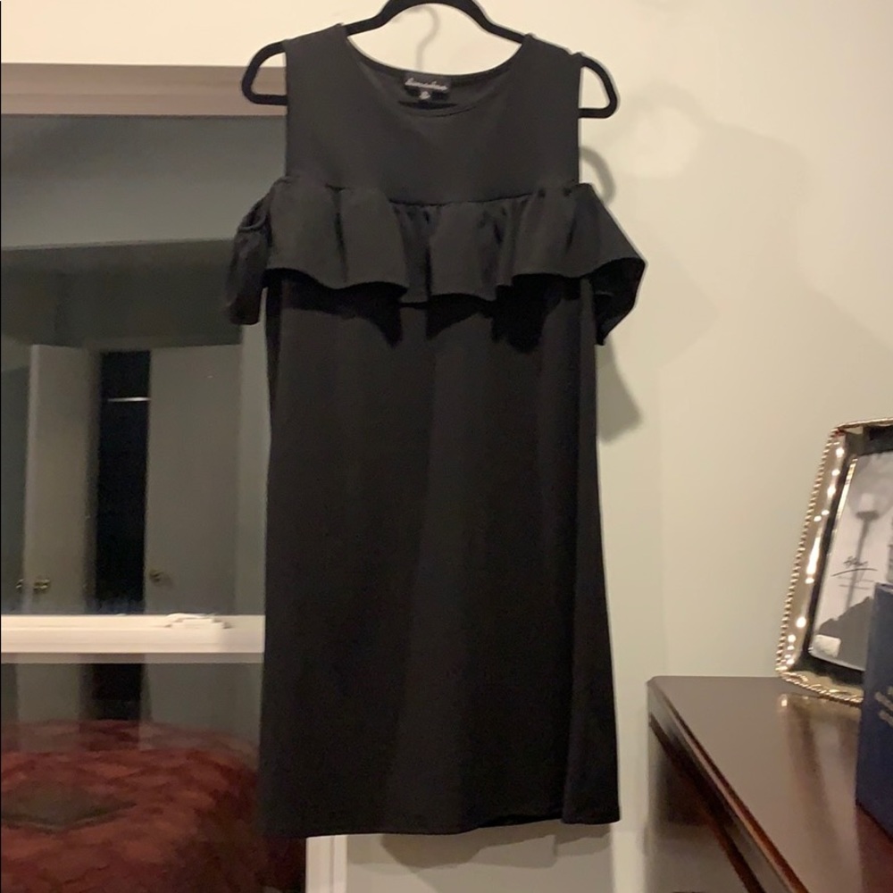 Black cold shoulder dress
